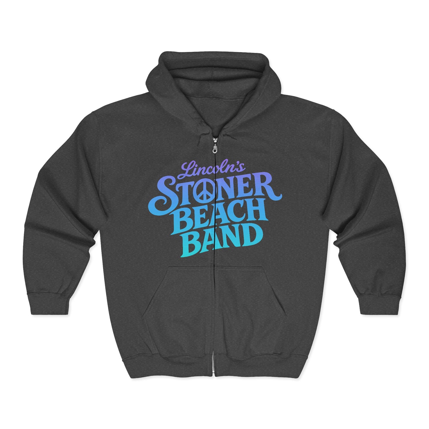 Stoner Beach Band Zip Hoodie — Retro Surf Rock Music Pullover