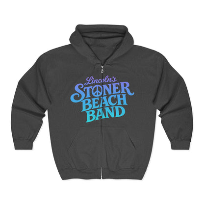 Stoner Beach Band Zip Hoodie — Retro Surf Rock Music Pullover