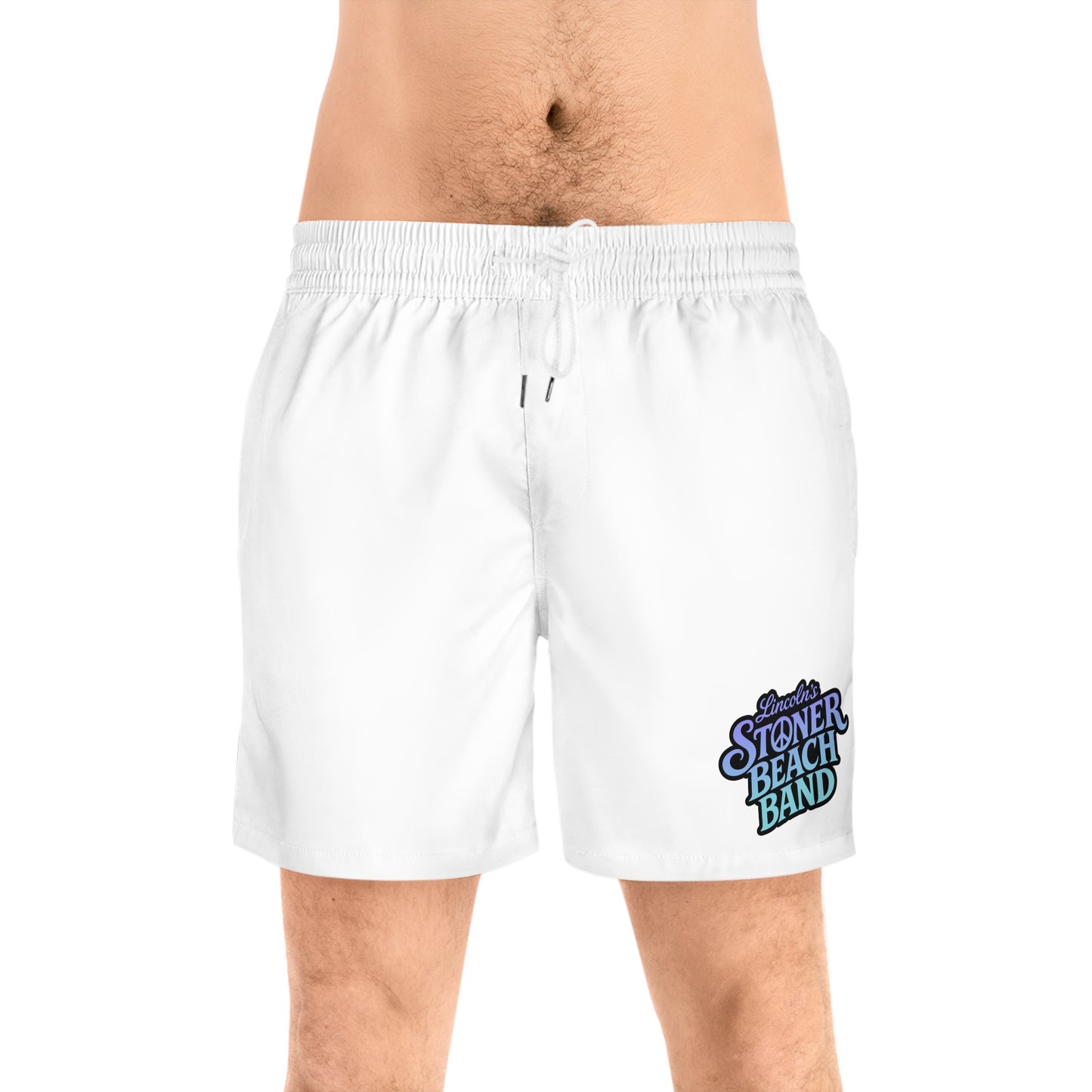 Stoner Beach Band Men's Swim Shorts - Retro Surf Logo Mid-Length Trunks