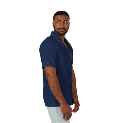 Navy 'Sierra Chico Band' Hawaiian Camp Shirt Men's Retro Button-Up