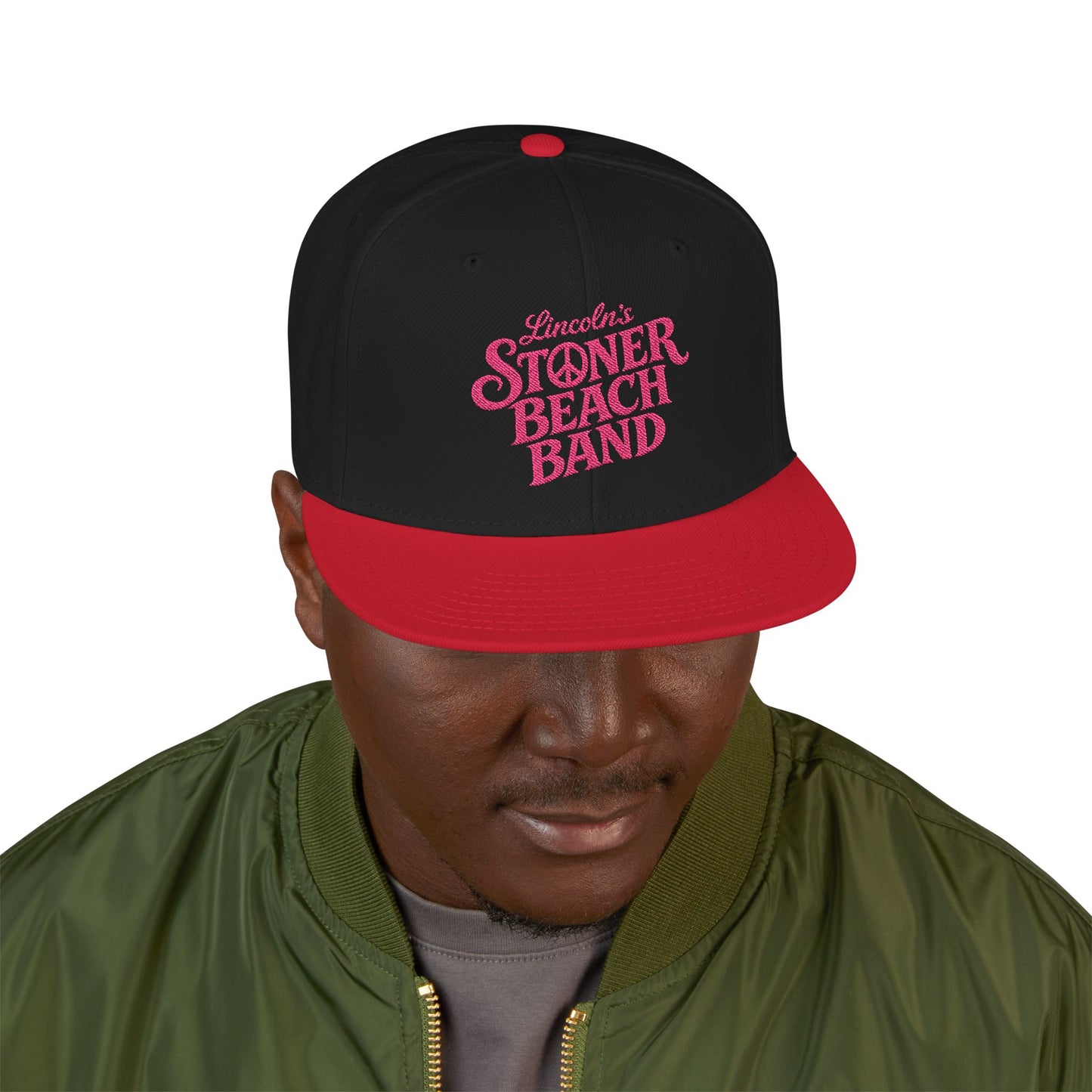 Embroidered Snapback Hat, Never Back Down" Streetwear Cap (Black/Red)