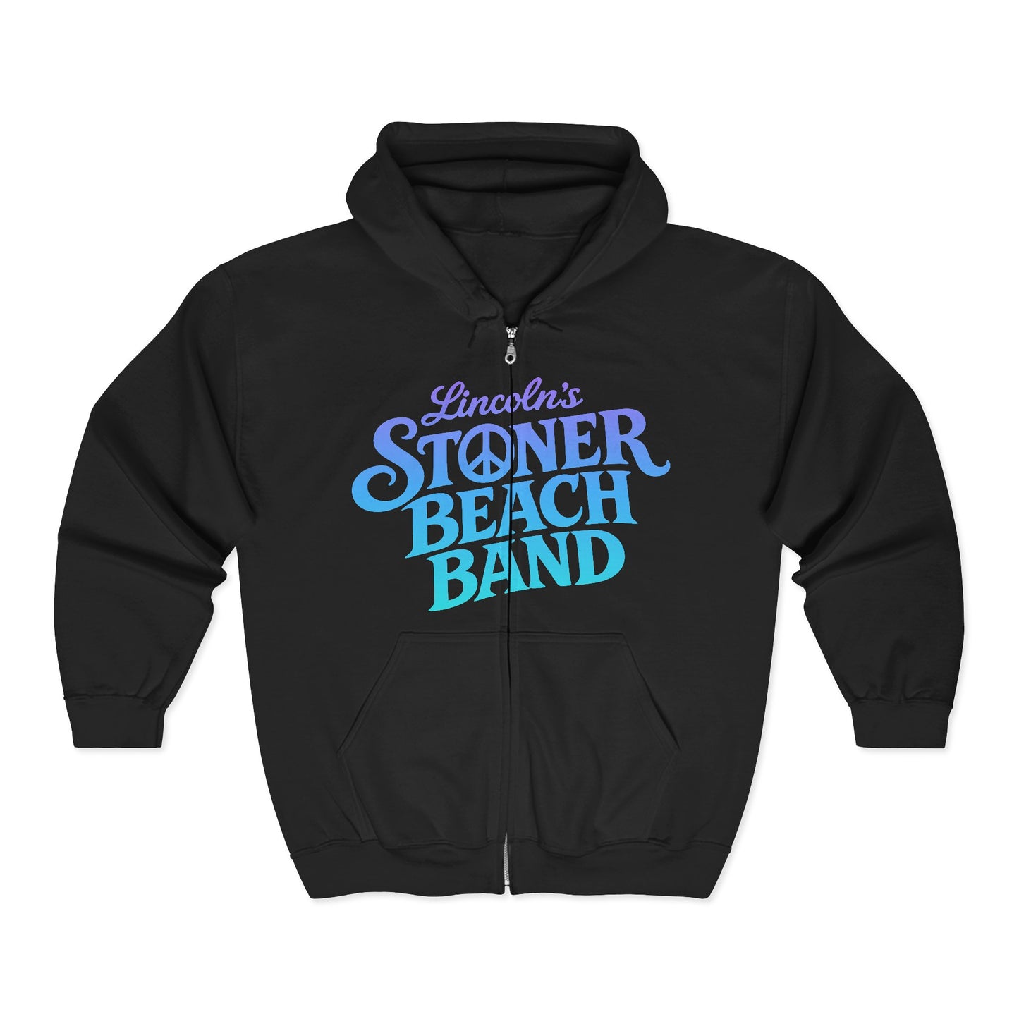 Stoner Beach Band Zip Hoodie — Retro Surf Rock Music Pullover