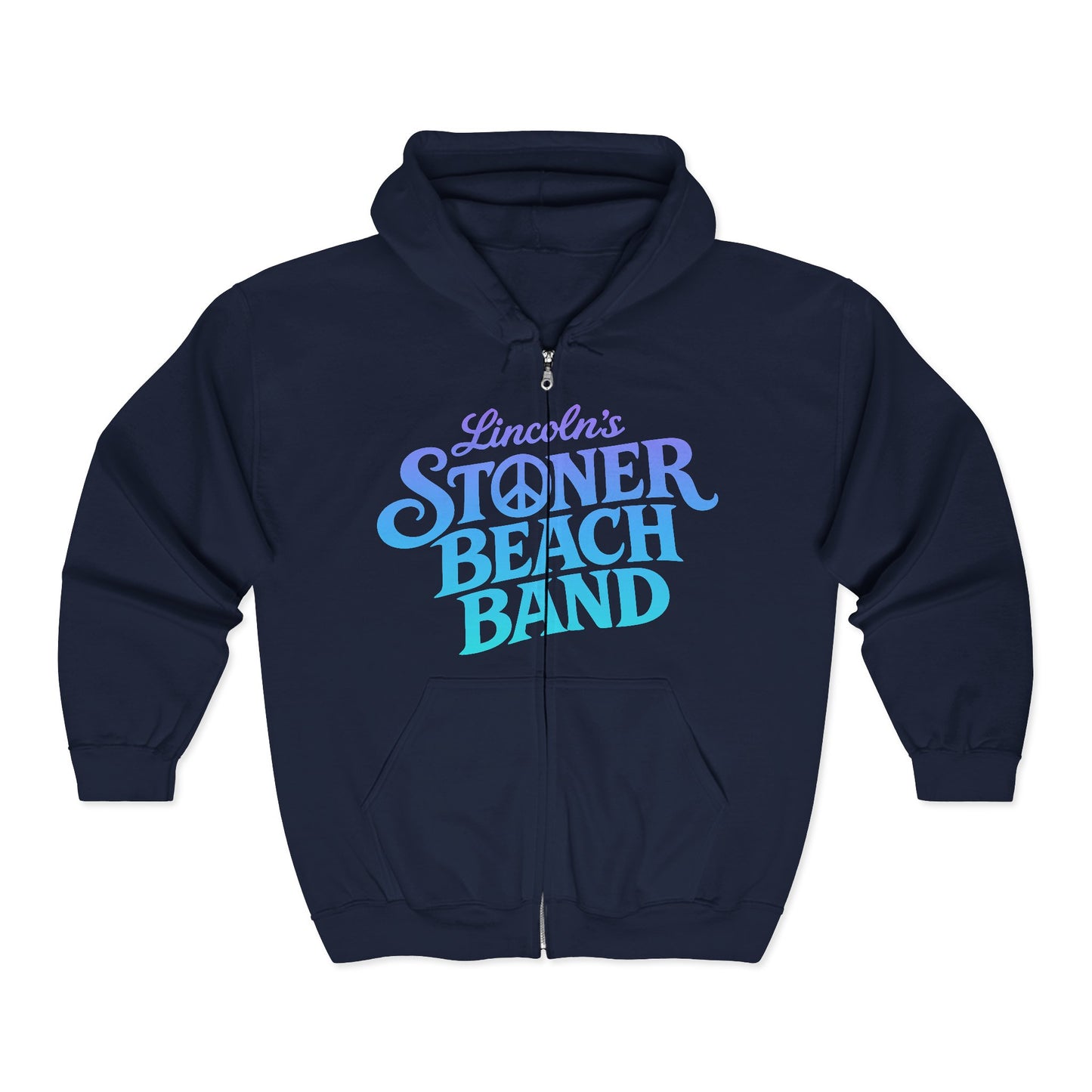 Stoner Beach Band Zip Hoodie — Retro Surf Rock Music Pullover