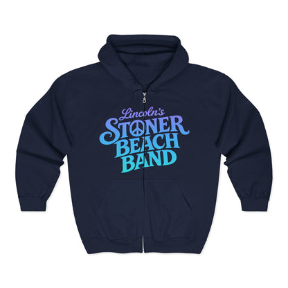 Stoner Beach Band Zip Hoodie — Retro Surf Rock Music Pullover