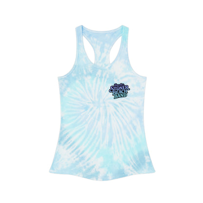 Tie-Dye Racerback Tank Top 'Stoner Beach Band' Light Blue Spiral Festival Tank