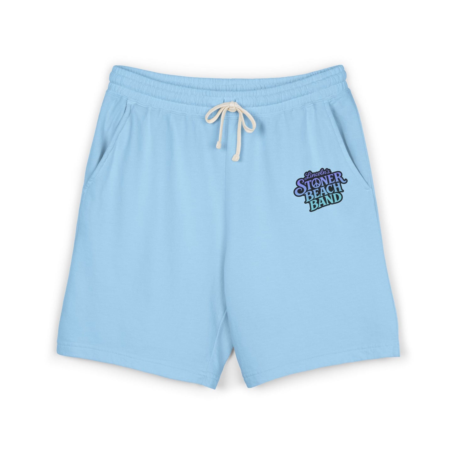 Stone Beach Band Graphic Sweat Shorts — Lightweight Fleece Lounge Shorts
