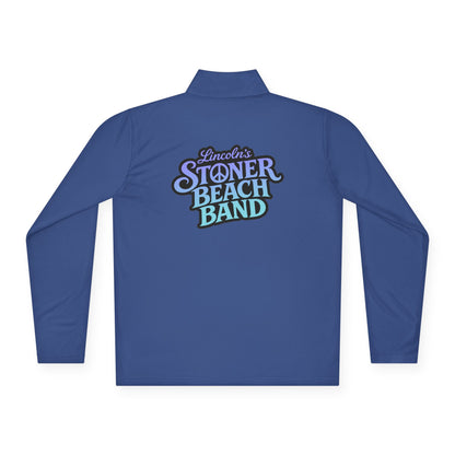 Quarter-Zip Pullover - 'Stranger Things' Neon Logo Chest Graphic