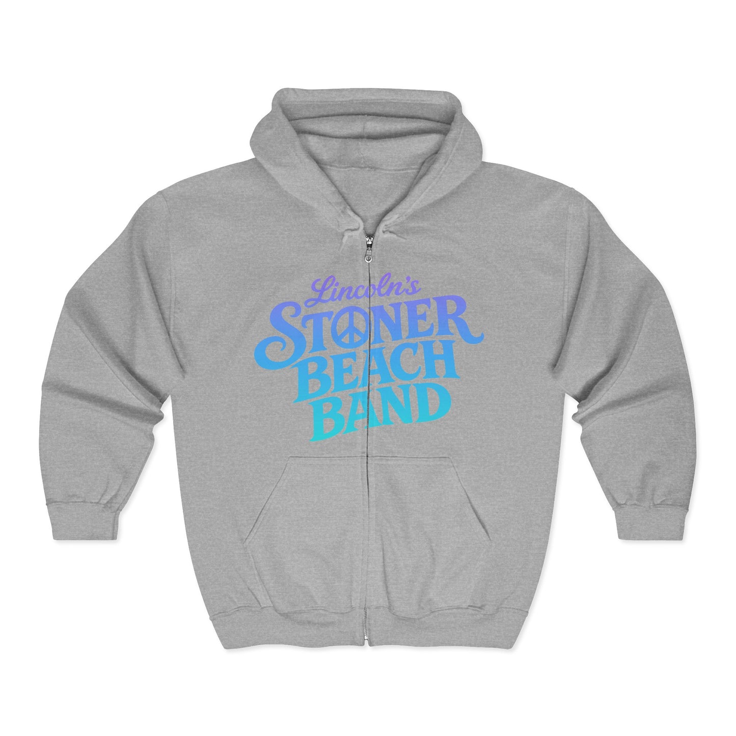 Stoner Beach Band Zip Hoodie — Retro Surf Rock Music Pullover