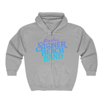 Stoner Beach Band Zip Hoodie — Retro Surf Rock Music Pullover