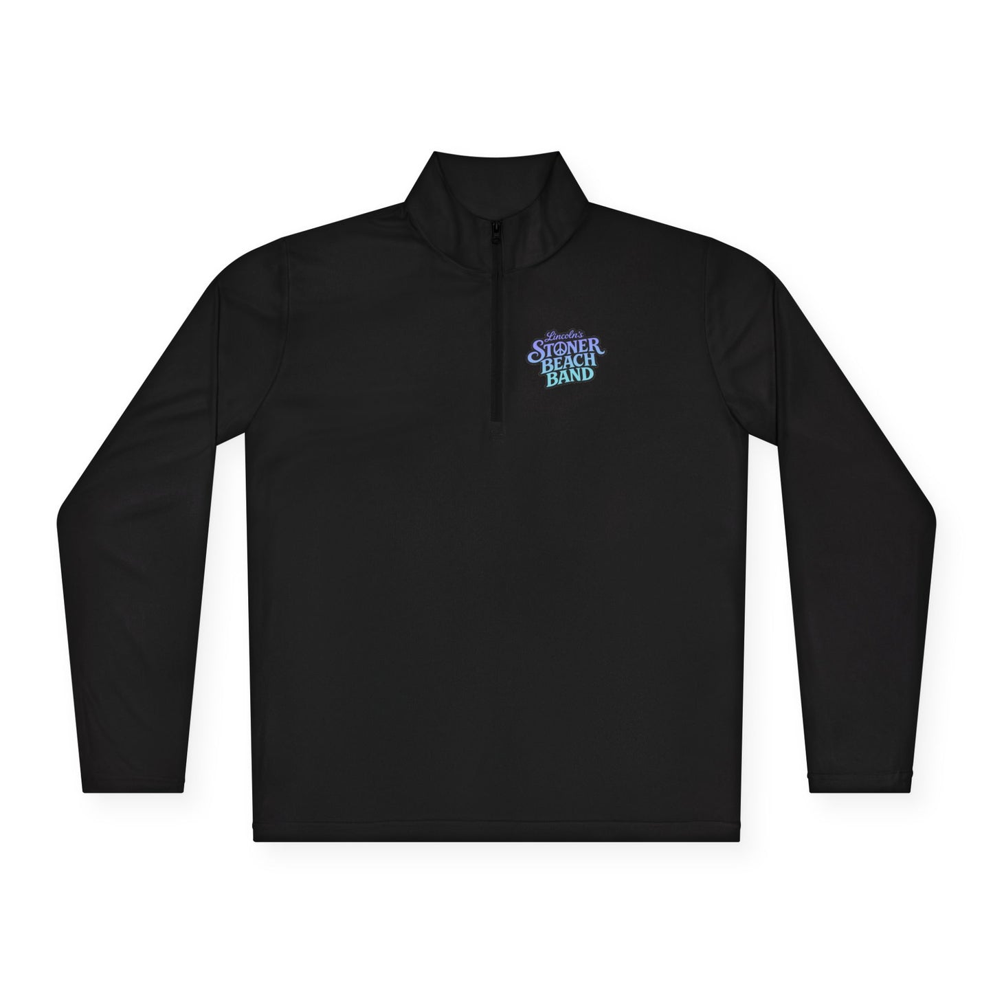 Quarter-Zip Pullover - 'Stranger Things' Neon Logo Chest Graphic