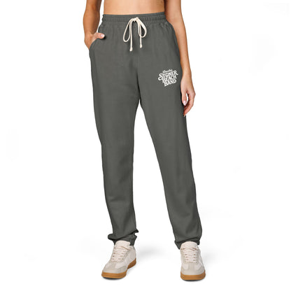 Graphite Fleece Sweatpants with 'Good Vibes' Neon Script — Cozy Casual Lounge Pants