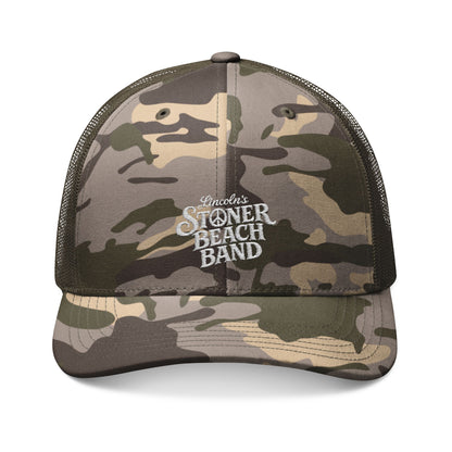 Camo Trucker Hat — Embroidered ‘Stoner Beach Band’ Logo