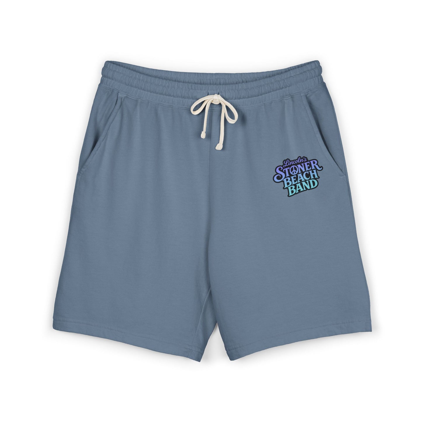Stone Beach Band Graphic Sweat Shorts — Lightweight Fleece Lounge Shorts