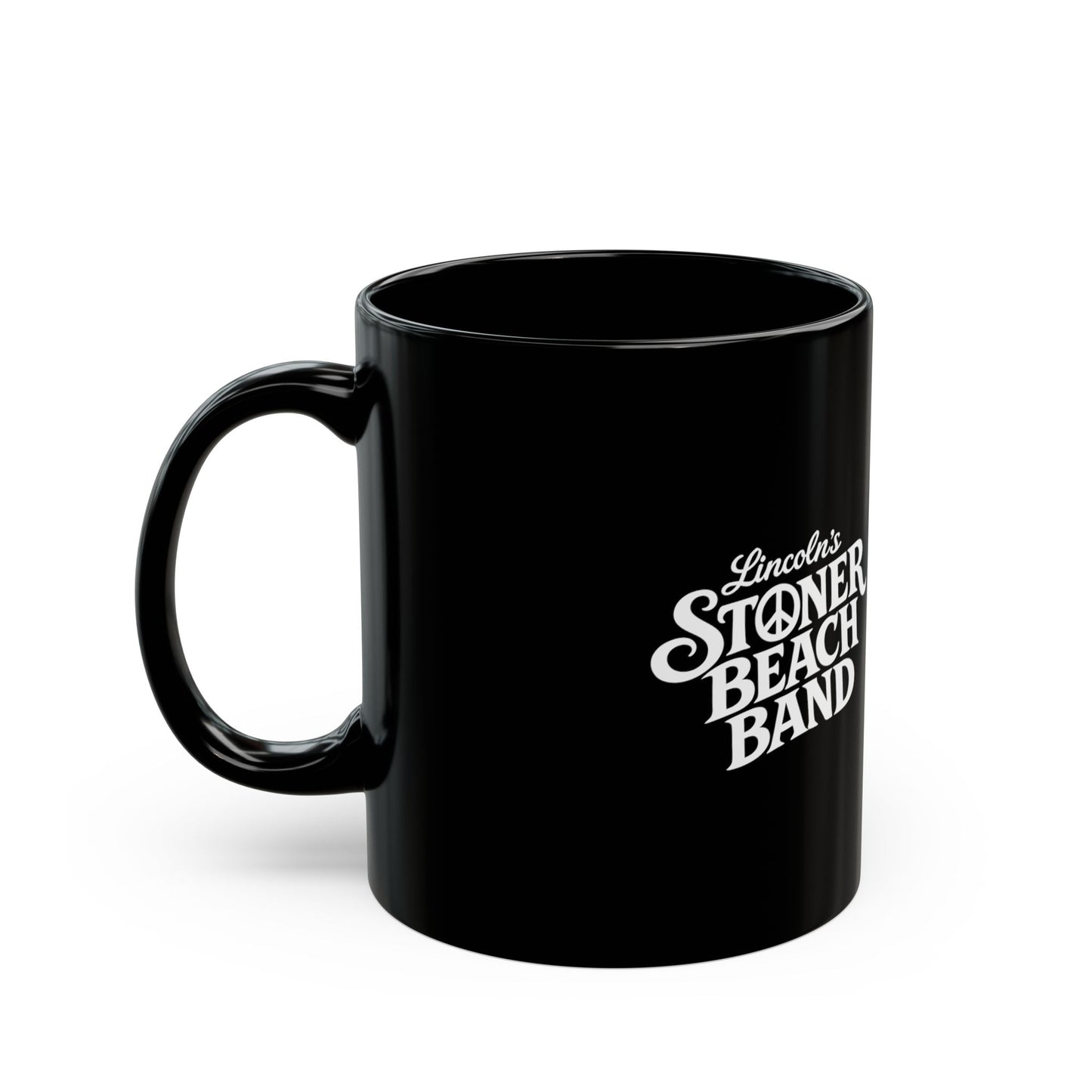 Stoner Beach Band Black Ceramic Mug — Retro Band Logo Coffee Cup (11oz & 15oz)
