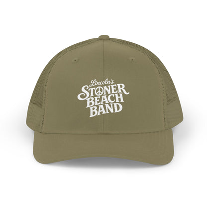 Stoner Beach Band Snapback Trucker Cap — Retro Surf Music Logo Hat