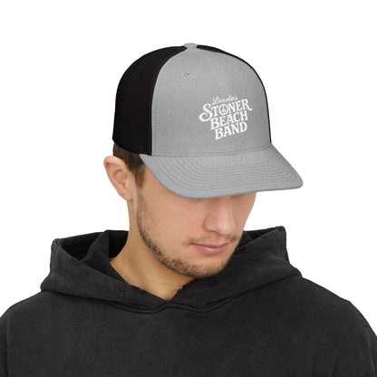Stoner Beach Band Snapback Trucker Cap — Retro Surf Music Logo Hat