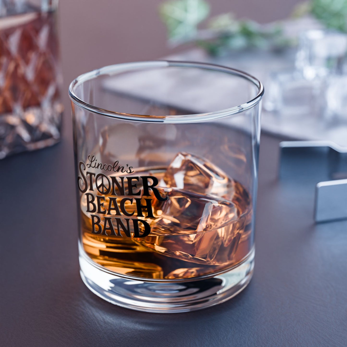 10oz Rocks Glass — 'Lincoln's Stoner Beach Band' Retro Logo Whiskey Tumbler