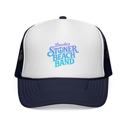 Stoner Beach Band Trucker Cap — Retro Surf Music Logo Mesh Hat