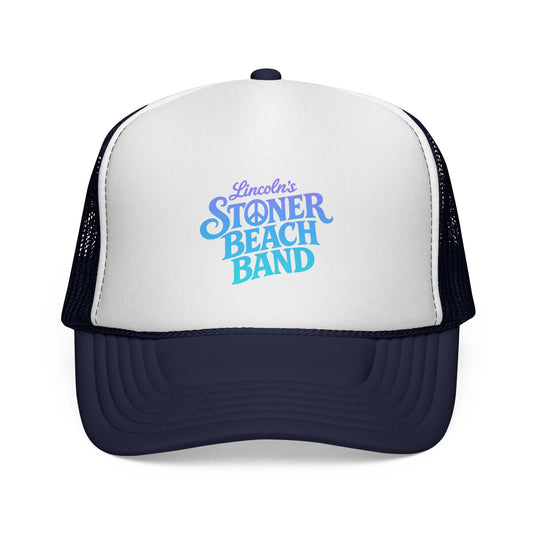 Stoner Beach Band Trucker Cap — Retro Surf Music Logo Mesh Hat