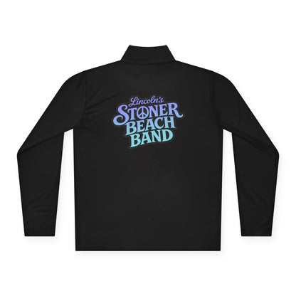 Quarter-Zip Pullover - 'Stranger Things' Neon Logo Chest Graphic