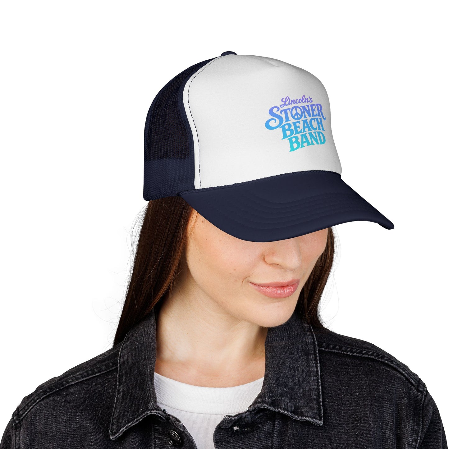 Stoner Beach Band Trucker Cap — Retro Surf Music Logo Mesh Hat