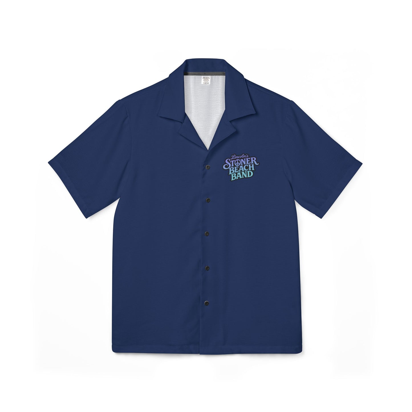 Navy 'Sierra Chico Band' Hawaiian Camp Shirt Men's Retro Button-Up