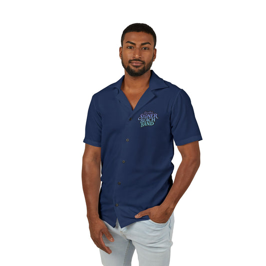 Navy 'Sierra Chico Band' Hawaiian Camp Shirt Men's Retro Button-Up