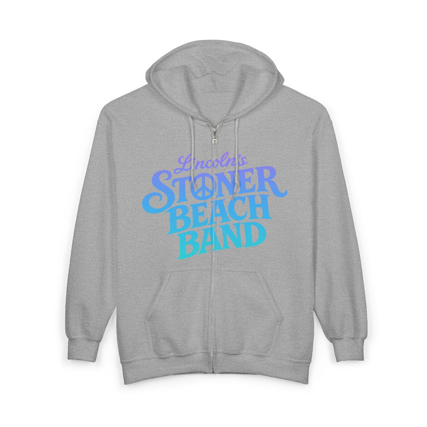 Stoner Beach Band Zip Hoodie — Retro Surf Rock Music Pullover