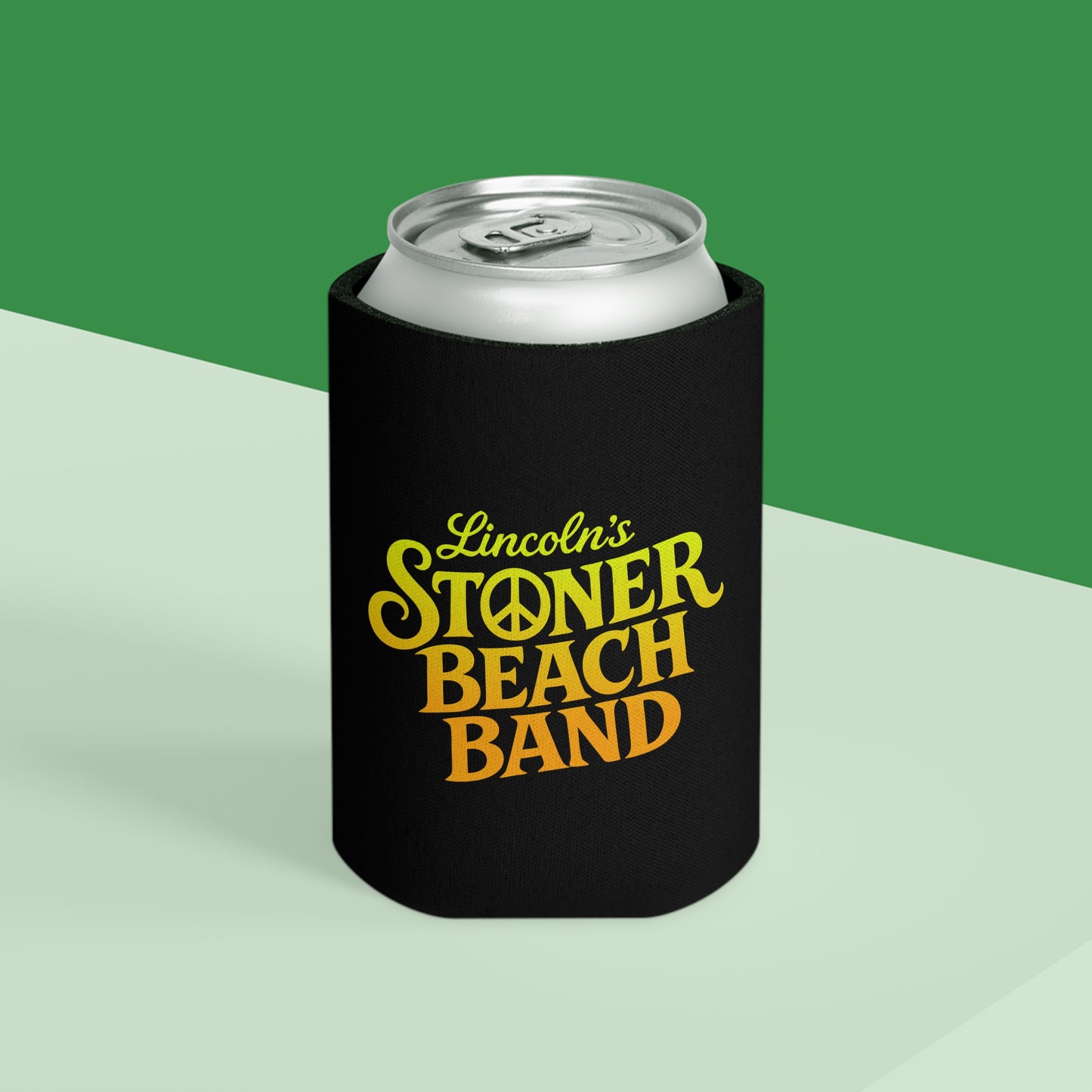 Can Cooler "Lincoln's Stoner Beach Band" Retro Logo Neoprene Beer Koozie