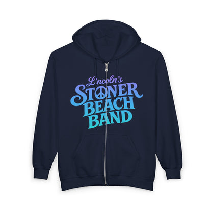 Stoner Beach Band Zip Hoodie — Retro Surf Rock Music Pullover