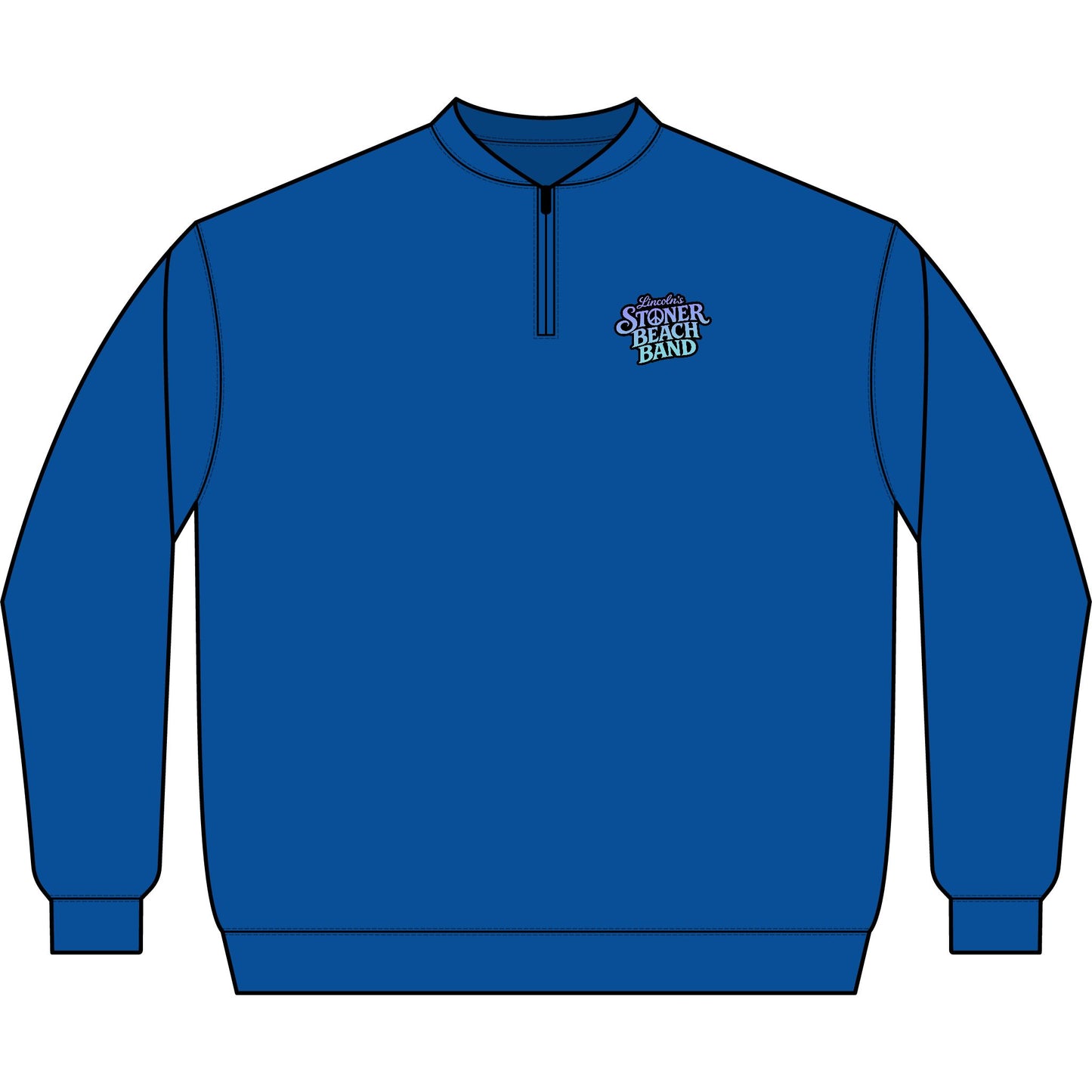 Stoner Beach Band Q-Zip Sweatshirt — Lincoln's Retro Band Logo Pullover