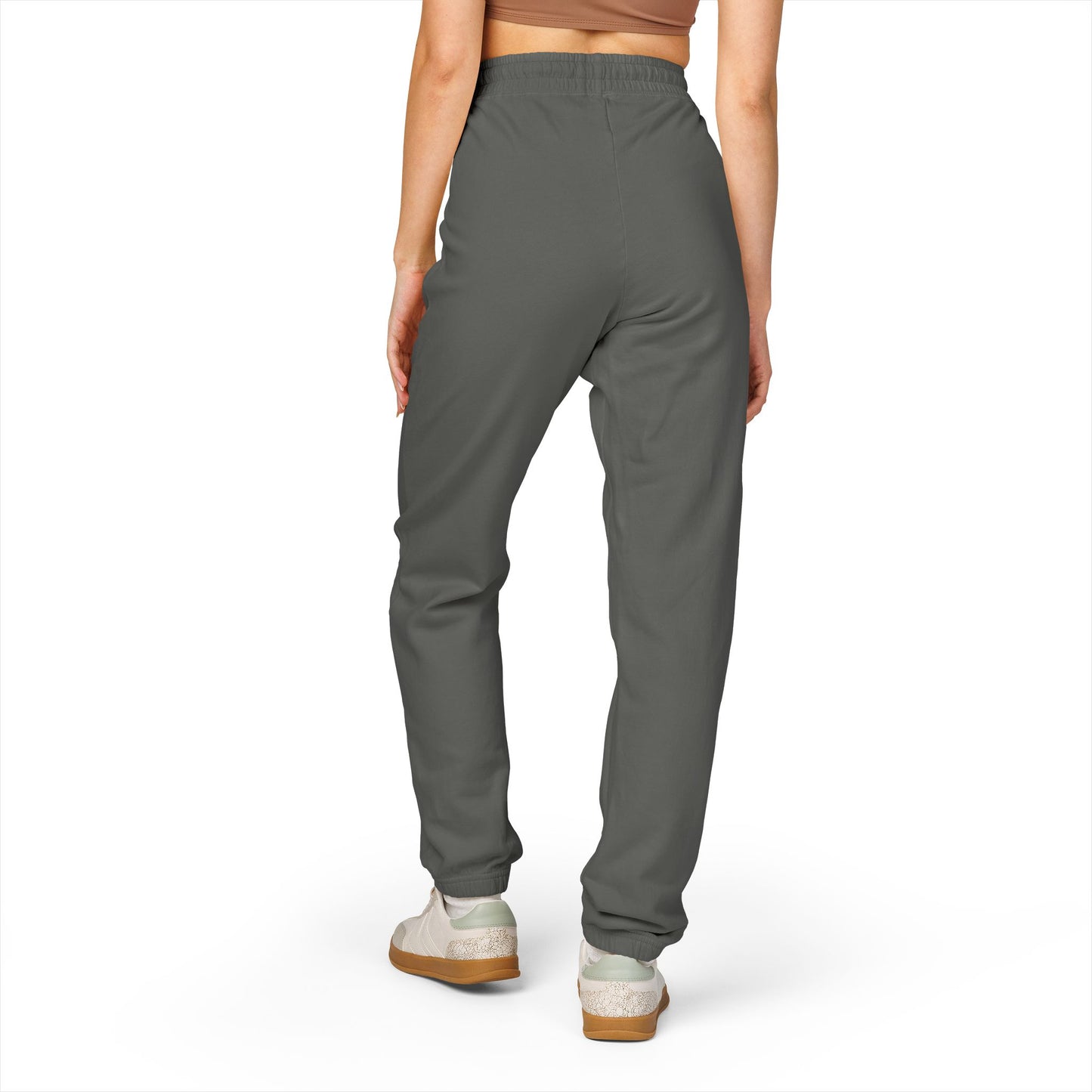 Graphite Fleece Sweatpants with 'Good Vibes' Neon Script — Cozy Casual Lounge Pants