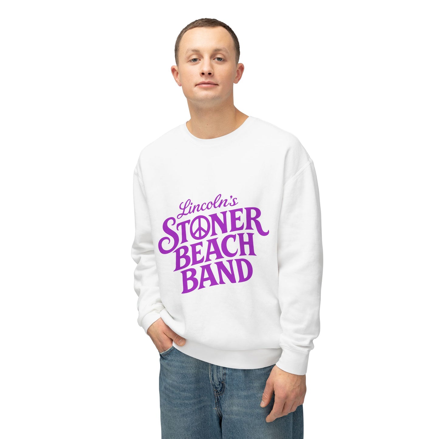 Stoner Beach Band Crewneck Sweatshirt — Lincoln's Retro Peace Logo