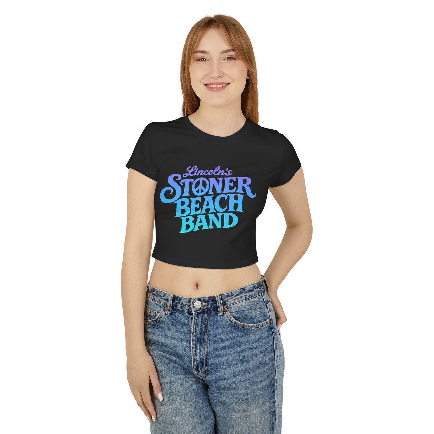 Stoner Beach Band Women's Baby Tee — Retro Surf Band Crop Top