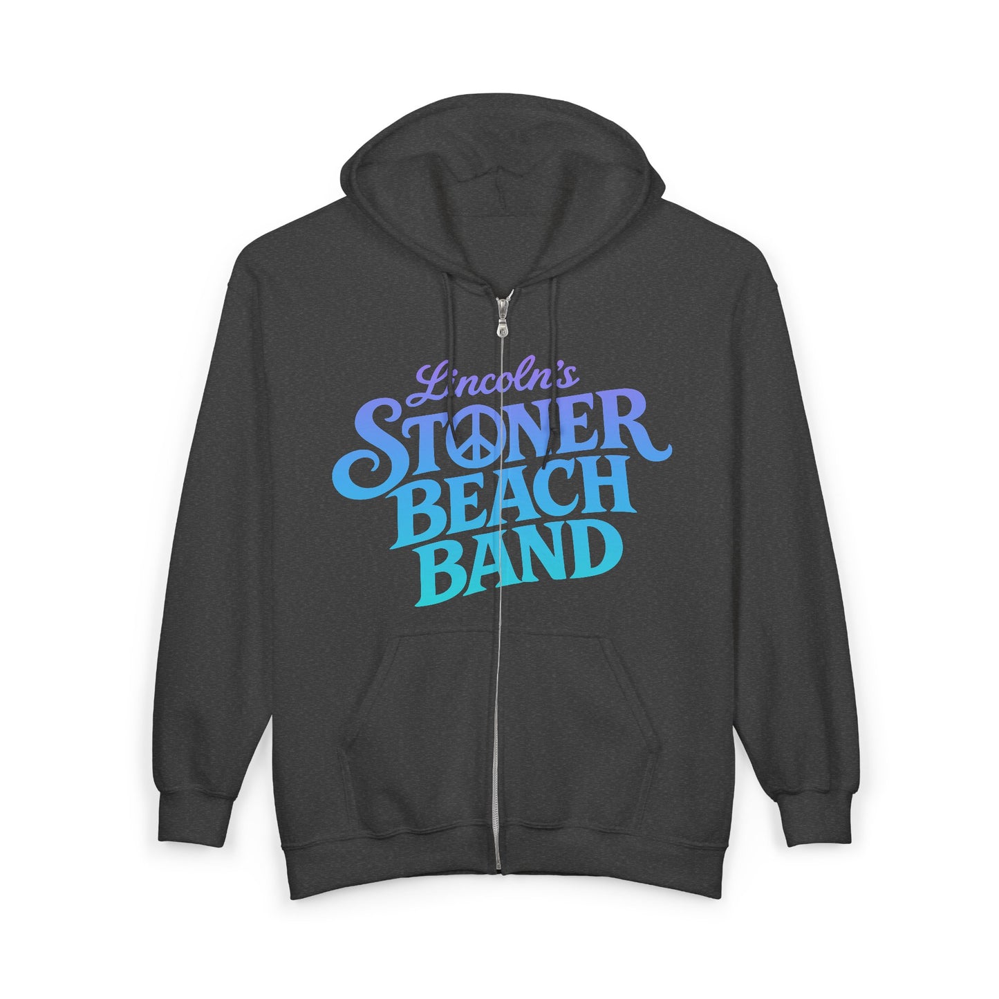 Stoner Beach Band Zip Hoodie — Retro Surf Rock Music Pullover