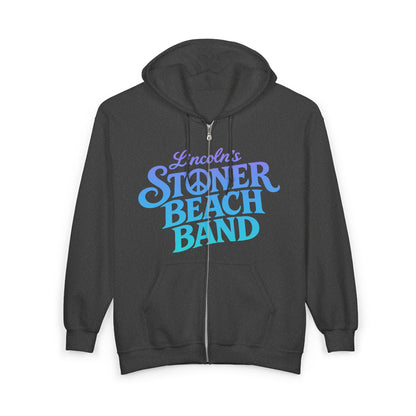 Stoner Beach Band Zip Hoodie — Retro Surf Rock Music Pullover
