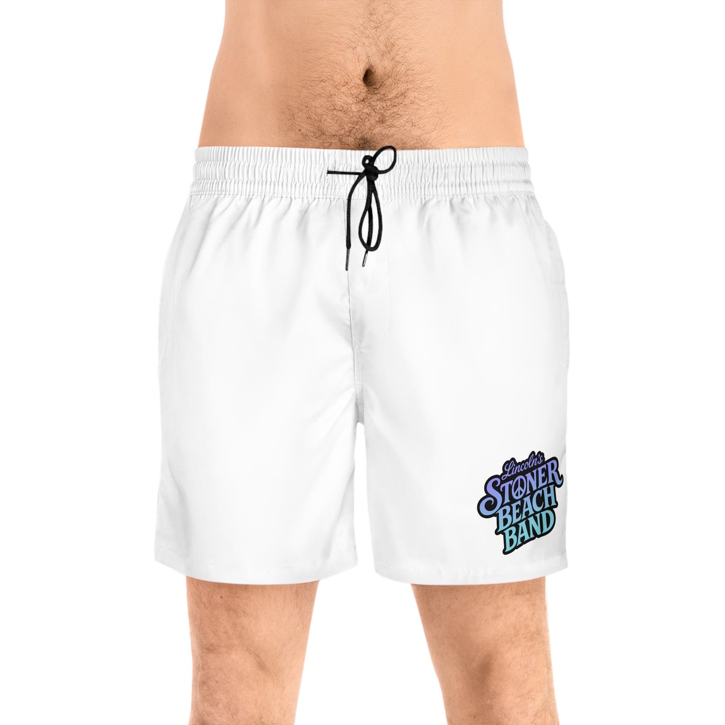 Stoner Beach Band Men's Swim Shorts - Retro Surf Logo Mid-Length Trunks