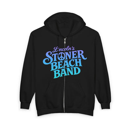 Stoner Beach Band Zip Hoodie — Retro Surf Rock Music Pullover