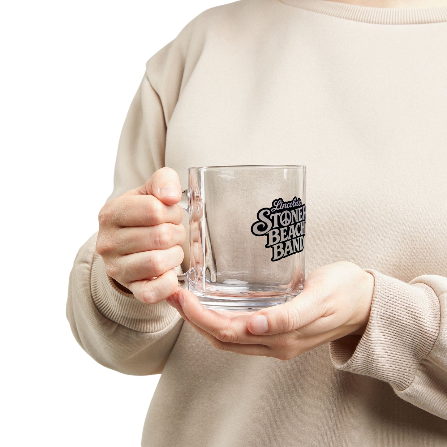 Glass Mug — 'Lincoln's Stoner Beach Band' Clear 10oz Coffee Mug