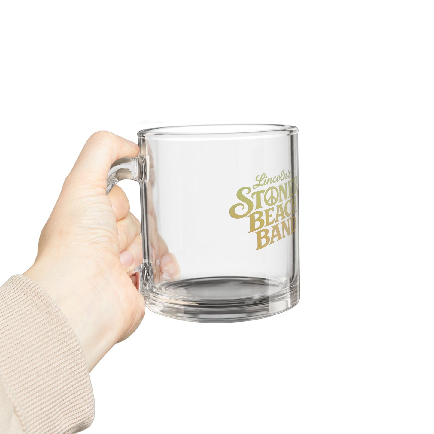 Glass Mug — 'Lincoln's Stoner Beach Band' Clear 10oz Coffee Mug