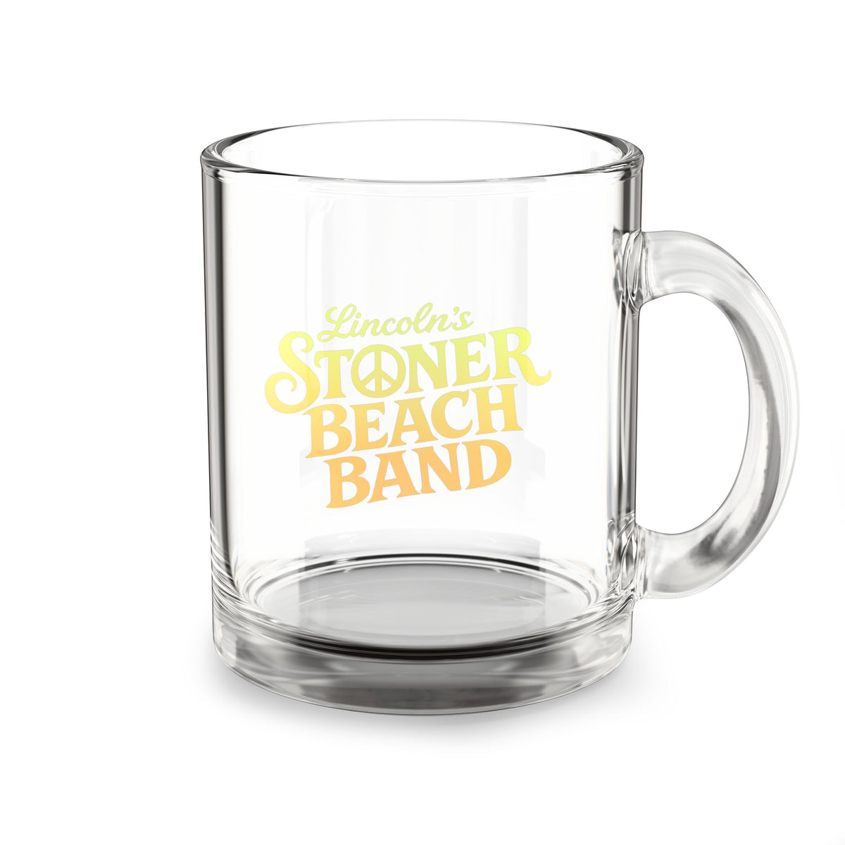 Glass Mug — 'Lincoln's Stoner Beach Band' Clear 10oz Coffee Mug